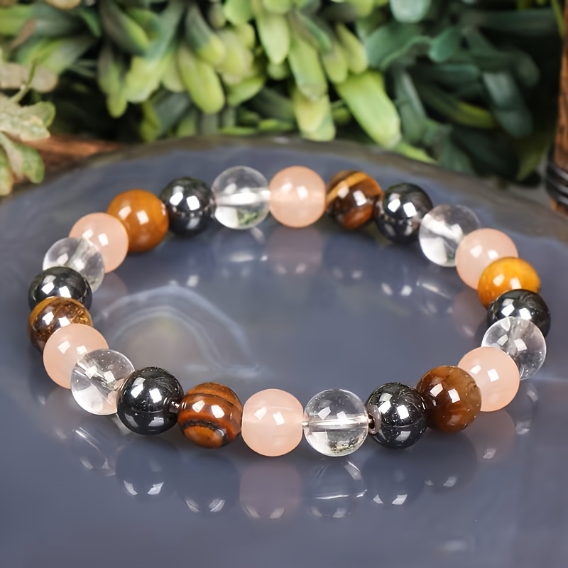 Tiger's Eye & Sunstone Stretch Bracelet for Confidence